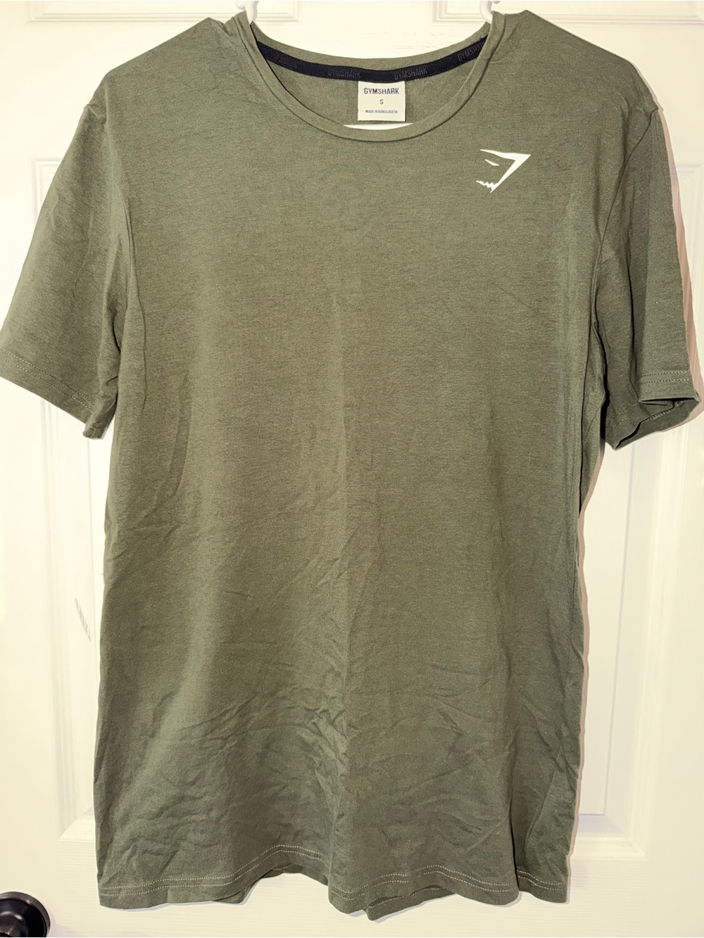 Gymshark Men's Olive T-Shirt with White Logo